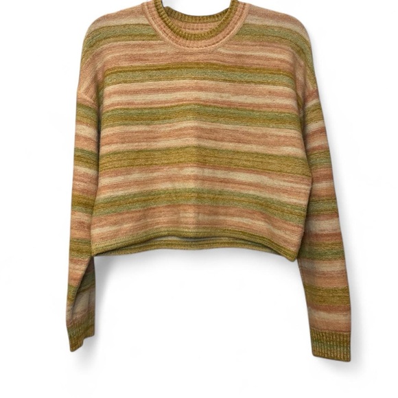 Billabong Sweaters - NEW Billabong Retro 70s Pink Sunset Stripped Crop Knit Jumper Sweater — MEDIUM
